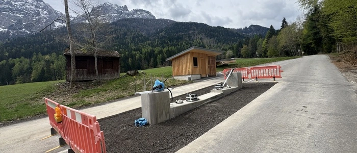 Die Baustelle rund um die Mautstelle der Dolomitenstraße