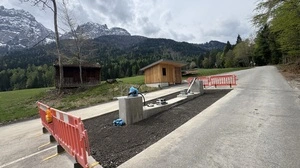 Die Baustelle rund um die Mautstelle der Dolomitenstraße