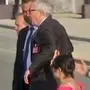 In this Wednesday, July 11, 2018 grab taken from video, European Union leader Jean-Claude Juncker is helped up the stairs, as he joins Heads of State and NATO leaders at Brussels Parc Cinquantenaire, in Brussels, Belgium. The European Union leader was seen stumbling, walking ungainly and losing his balance several times ahead of a gala dinner late Wednesday.  Juncker has said he suffers from sciatica that sometimes affects his movements. (AP)