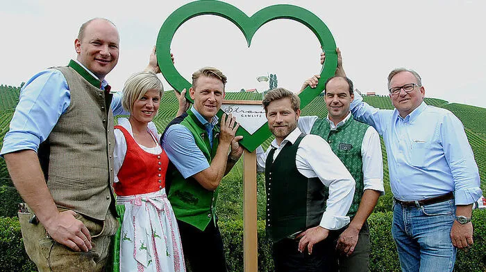 Ein Herz für Gamlitz: Hans Wratschko, Evelin Grasmuck, Thomas Pichler, Gustav Strauß, Martin Tinnauer und Bgm. Karl Wratschko