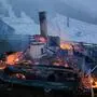 Die Hütte wurde ein Raub der Flammen