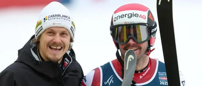 Manuel Feller (links) und Vincent Kriechmayr sorgten auch in Saalbach für gute Sprüche