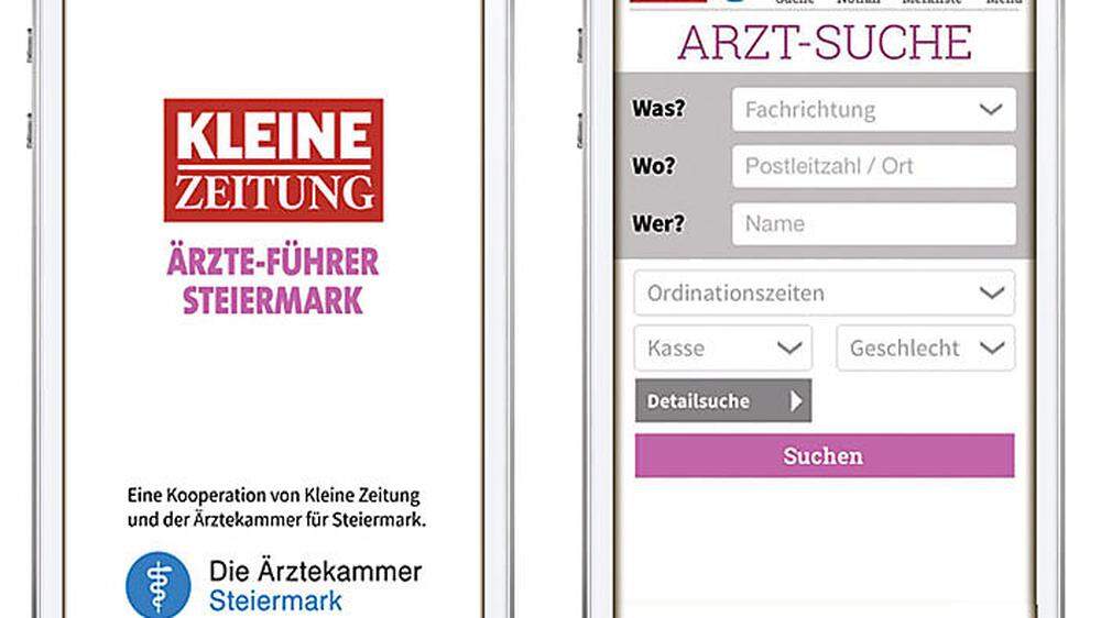 Strukturiert und flott: das ist die neue Ärzteführer-App der Kleinen Zeitung und der Ärztekammer Steiermark. Per QR-Code geht es direkt zum Download
