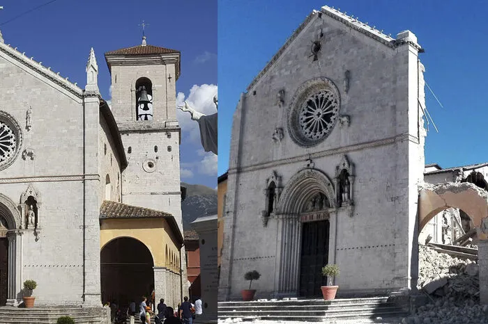 Die dem Heiligen Benedikt gewidmete Basilika in Norcia hat den Erdstößen vom Sonntag nicht standgehalten.