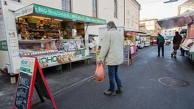Schon heute sind Plastiksackerl am Benediktinermarkt ein seltener Anblick