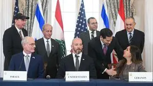 US-Außenminister Marco Rubio mit der Botschafterin aus dem Libanon, Nada Hamadeh Moawad (rechts), und dem Botschafter aus Israel, Yechiel Leiter