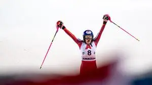 SEMMERING,AUSTRIA,28.DEC.25 - ALPINE SKIING - FIS World Cup, slalom, ladies. Image shows the rejoicing of Katharina Truppe (AUT).
Photo: GEPA pictures/ Alexander Solc