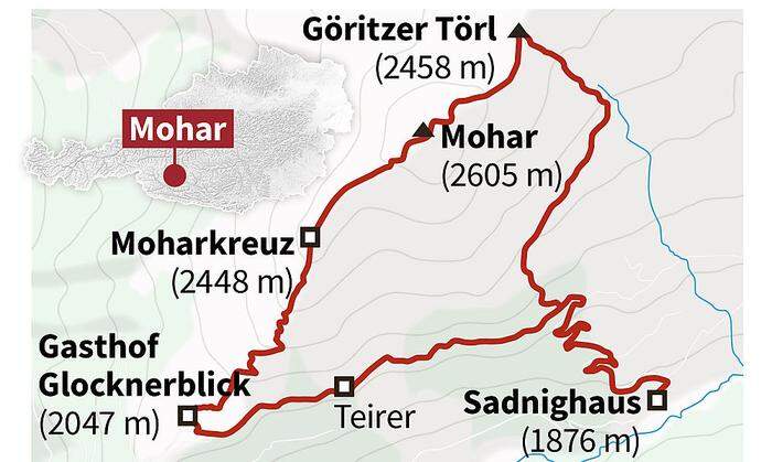 Die Route auf den Mohar