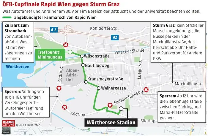 Hier wird der Fanmarsch von Rapid verlaufen