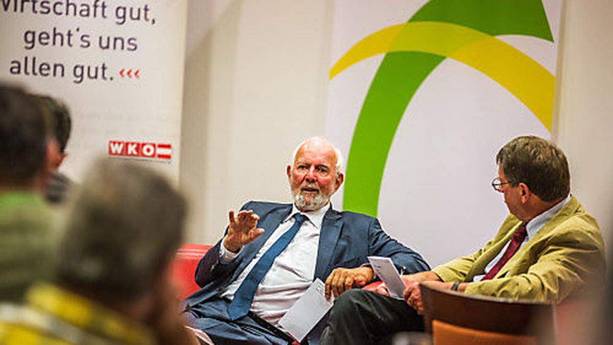 Ernst Ulrich von Weizsäcker beim Sommergespräch des Ökosozialen Forum Kärnten mit Präsident Walfried Wutscher 