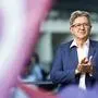 Founder of left-wing party La France Insoumise (LFI) Jean-Luc Melenchon appplauds during the election night of left-wing party La France Insoumise (LFI) following the first results of the second round of France's legislative election at La Rotonde Stalingrad in Paris on July 7, 2024. A broad left-wing coalition was leading a tight French legislative election, ahead of both President's centrists and the far right with no group winning an absolute majority, projections showed. (Photo by Sameer Al-Doumy / AFP)