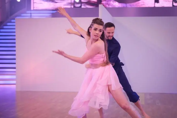 Dancing Stars - Probe - Die letzten vier Paare kämpfen heute um den Einzug ins große Finale von Dancing Stars und müssen heute sogar drei Tänze absolvieren. Im Bild: Anna Strigl, Herby Stanonik. - SENDUNG: ORF1 - FR - 16.05.2025 - 20:15 Uhr - Copyright: ORF/Hans Leitner - Veröffentlichung honorarfrei nur für redaktionelle Berichterstattung in Sendungszusammenhang und mit Copyrightangabe. Kontakt: foto@orf.at