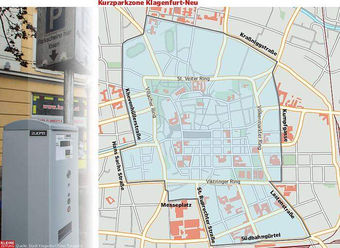 Innerhalb dieser Zone zahlt man künftig den einheitlichen Parktarif von einem Euro pro Stunde