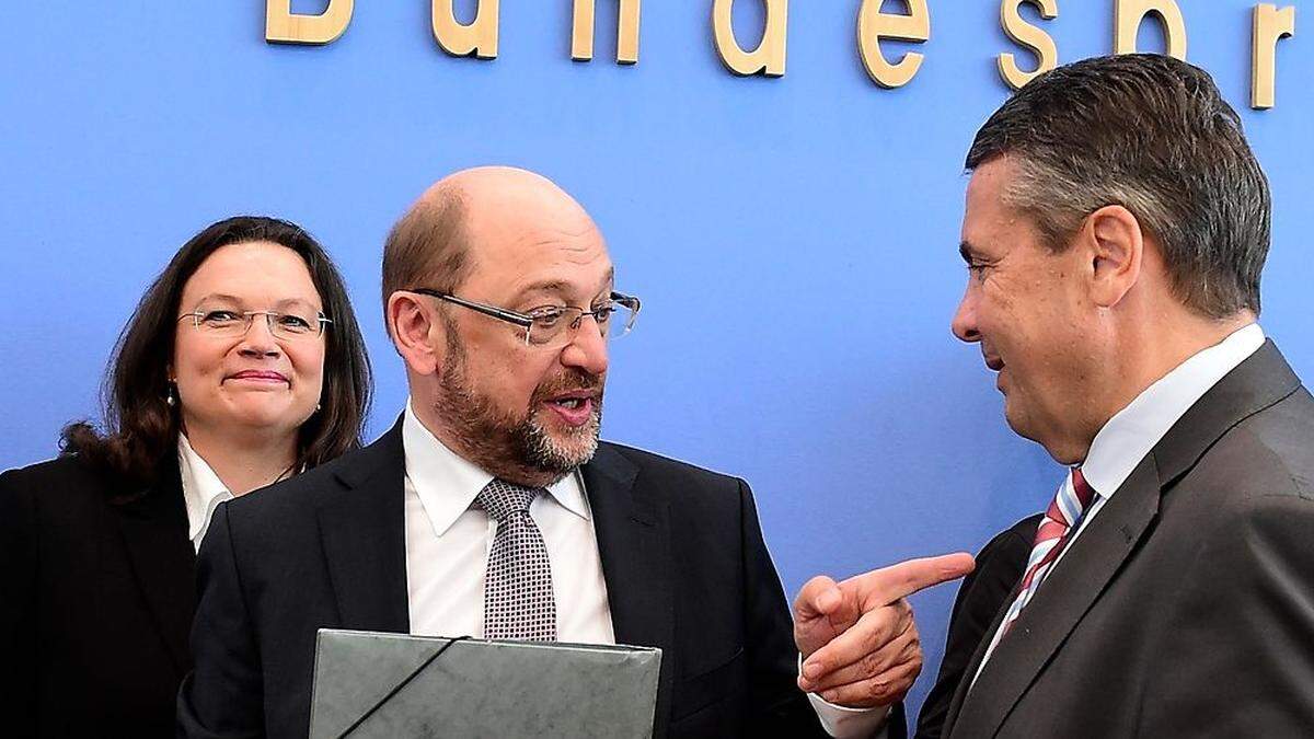 Mit Harmonie ist es längst vorbei: Nahles, Schulz, Gabriel (von links)