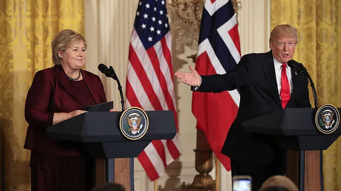Erna Solberg und Donald Trump