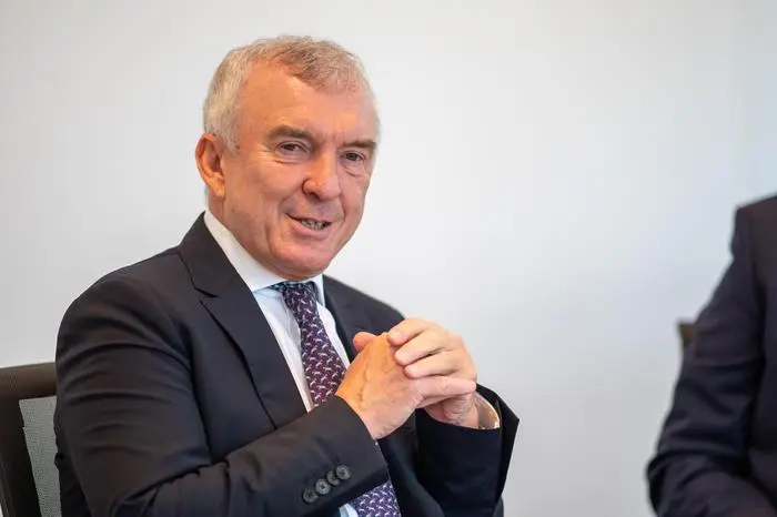 Dieter Hengl ( Vorstandsmitglied für die Division Corporates in der UniCredit Bank Austria), Thomas Haslauer (Landesdirektor der UniCredit Bank Austria in Kärnten), Christian Strobel-Ludwig (Landesdirektor der UniCredit Bank Austria in Graz), Foto Thomas Hude, Interview, 17.10.2023 Hengl Haslauer Bank Austria