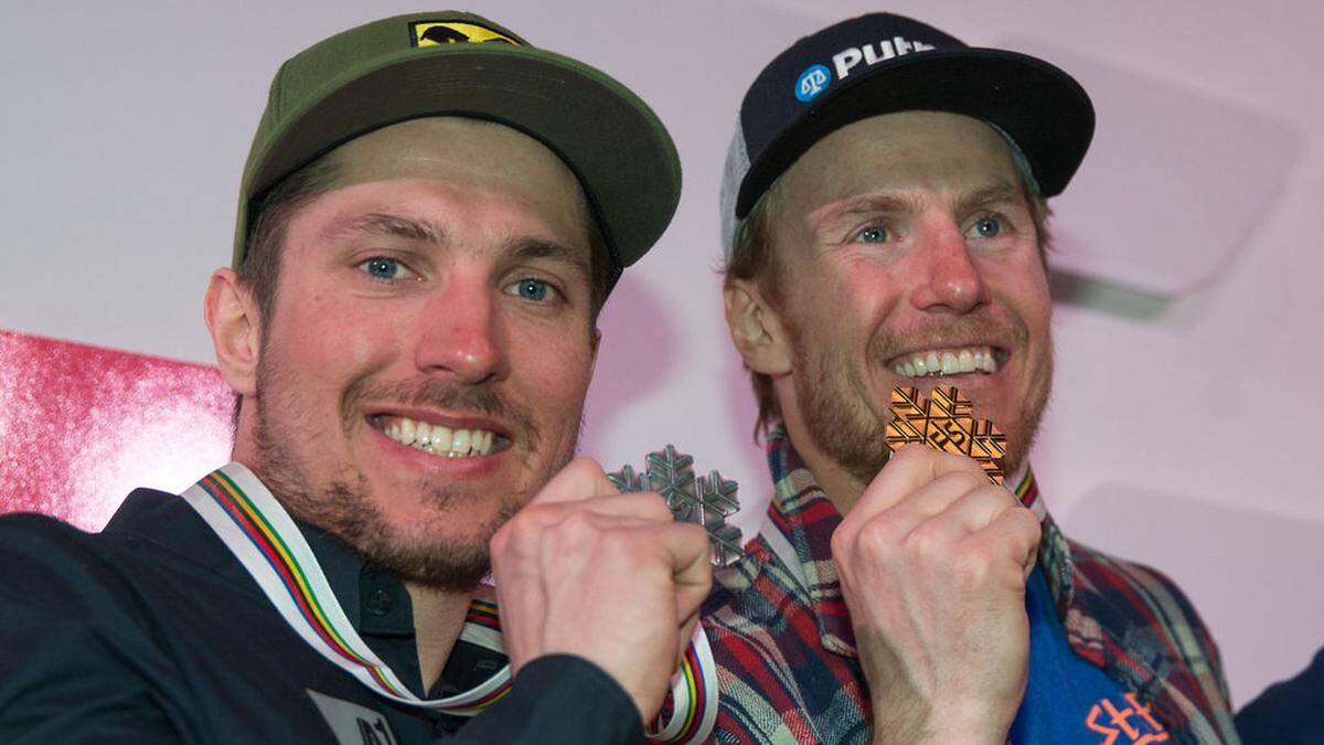 Marcel Hirscher und Ted Ligety mit ihren Medaillen