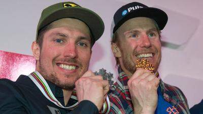 Marcel Hirscher und Ted Ligety mit ihren Medaillen