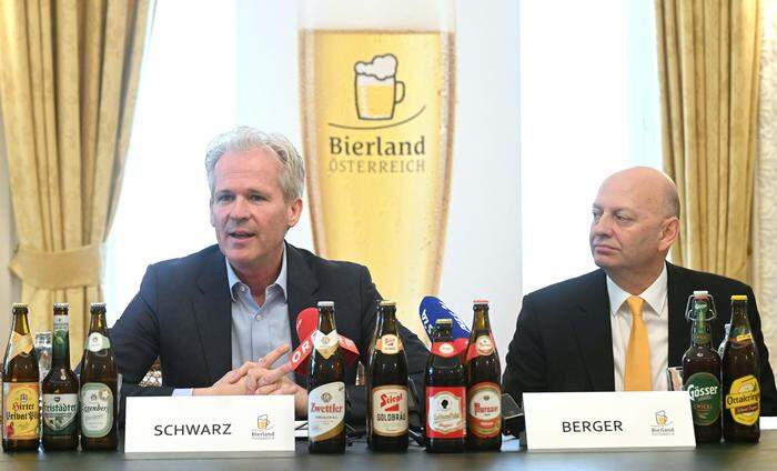 Der Obmann des Verbandes der Brauereien, Karl Schwarz und der Geschäftsführer des Brauereiverbands, Florian Berger 
