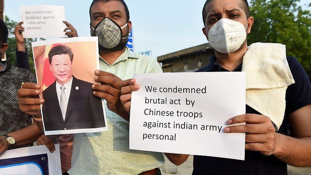 Inder protestieren gegen bewaffneten Zusammenstoß mit China 