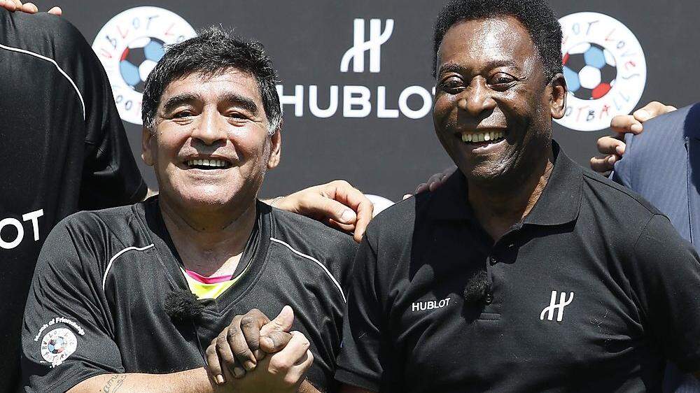 Diego Maradona (l) und Pele (Archivbild 2016) 