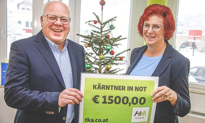 Spendenübergabe der TKA Logistik GmbH: Jutta Gütler und Markus Gütler 