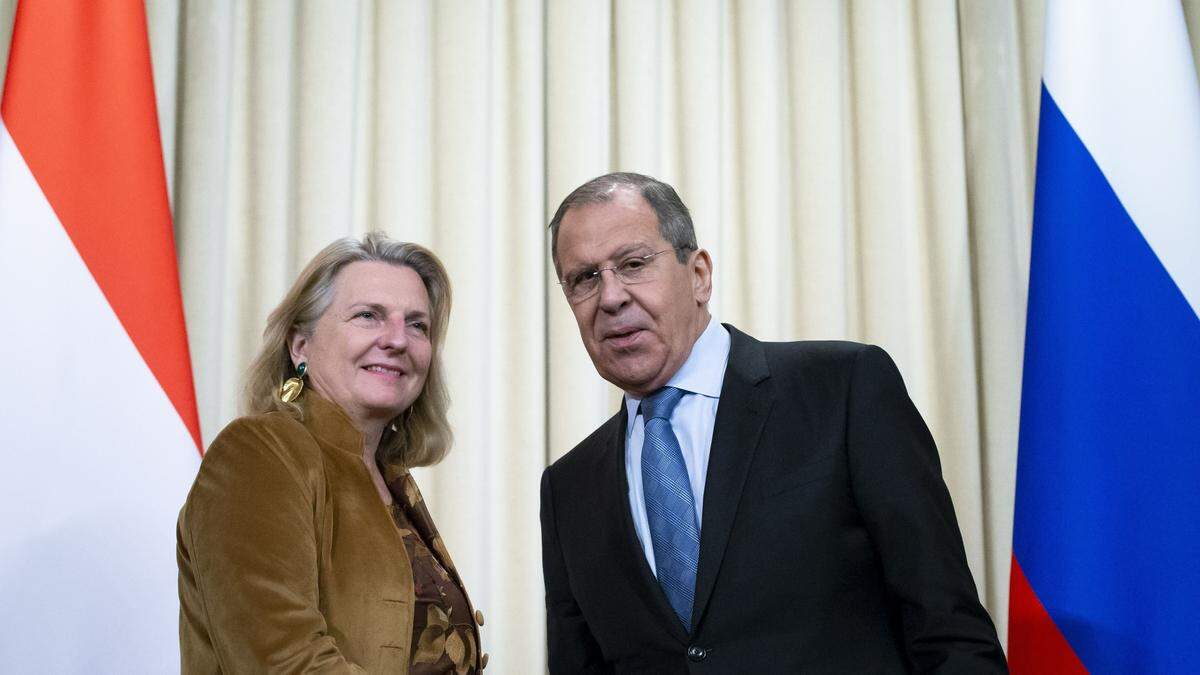 Kneissl mit dem noch amtierenden russischen Außenminister Sergei Lawrow im März 2019