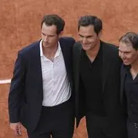Rafa Nadal mit seinen Wegbegleitern Andy Murray, Roger Federer und Novak Djokovic