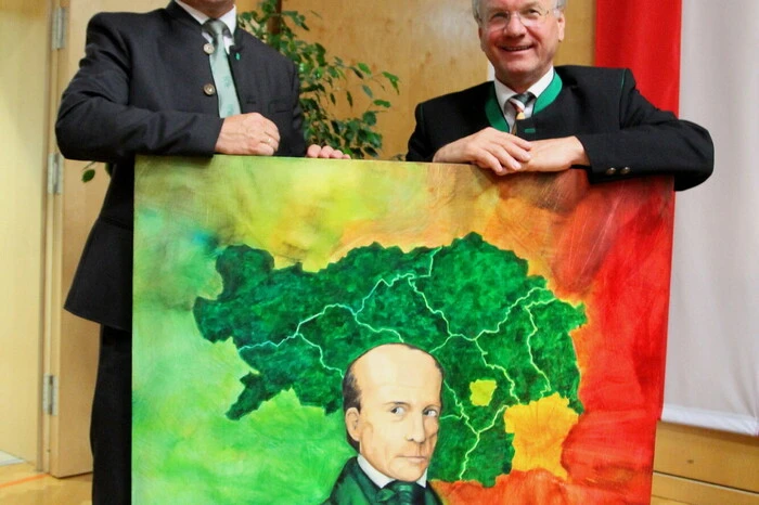 Besonderes Abschiedsgeschenk für den Visionär und Regionalentwickler Josef Ober, das ihn als den Erzherzog Johann des Vulkanlandes ausweist