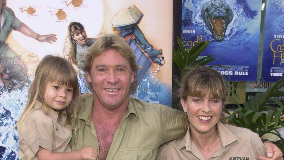 Steve Irwin und seine Familie im Jahr 2002 