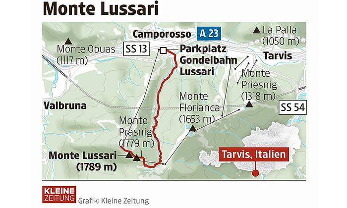 Die Route auf den Monte Lussari