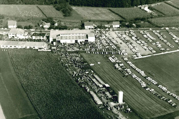 Erste Luftbildaufnahme vom Markt in Lebring Ende der 1960er Jahre