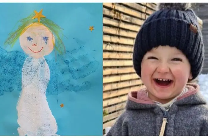 Matteo Grill ist ein Jahr alt und hat gemeinsam mit dem Team der Trofaiacher Kinderkrippe "Sonnenschein" seine Vorfreude aufs Christkind festgehalten. Die Zeichnung wurde für das Christkind verpackt und Matteo freut sich über die Abholung und den Brief, den er vielleicht dafür erhalten wird.