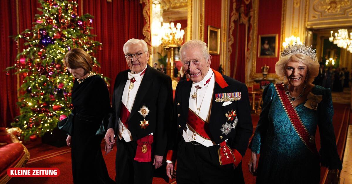 Königliche Tafelrunde zu Ehren Steinmeiers im Schloss Windsor