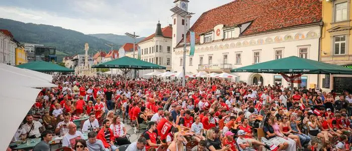 Bereits das Spiel gegen Argentinien wurde am Leobener Hauptplatz übertragen
