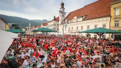 Bereits das Spiel gegen Argentinien wurde am Leobener Hauptplatz übertragen