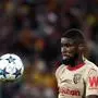 Lens' Austrian defender #04 Kevin Danso eyes the ball during the UEFA Champions League Group B first leg football match between RC Lens and PSV Eindhoven at the Bollaert-Delelis stadium in Lens, northern France, on October 24, 2023. (Photo by Sameer Al-Doumy / AFP)