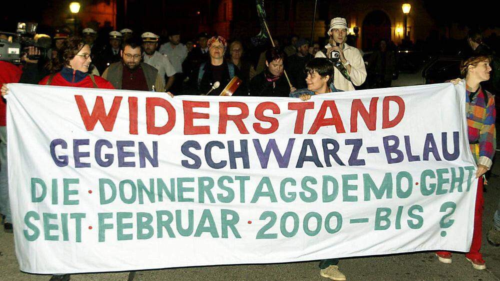 Schon im Jahr 2000 wurde gegen schwarz-blau demonstriert
