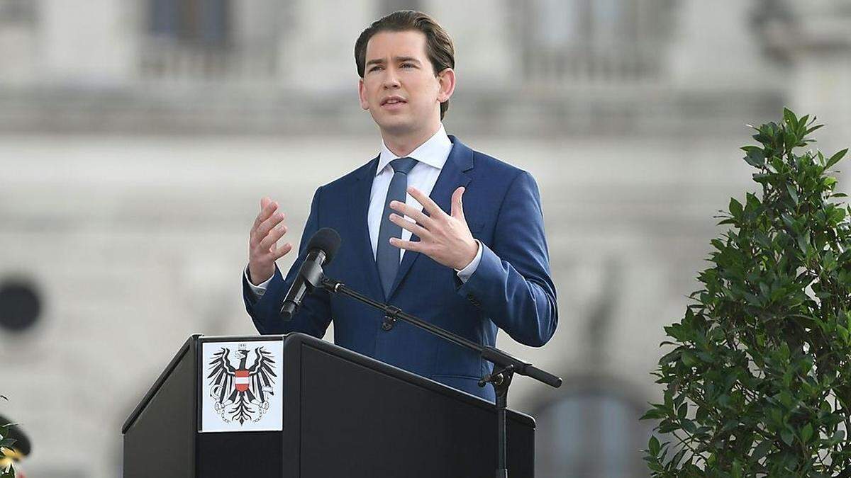 Kanzler Sebastian Kurz am heutigen Nationalfeiertag am Heldenplatz