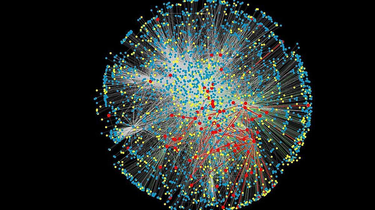 Diese Computersimulation zeigt das komplexe Netzwerk von Wechselwirkungen zwischen Proteinen, die Wanker erforscht