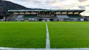 LEOBEN,AUSTRIA,15.SEP.23 - SOCCER - ADMIRAL 2. Liga,  DSV Leoben vs Grazer AK 1902. Image shows overview of Donawitz Stadion. Photo: GEPA pictures/ Avni Retkoceri