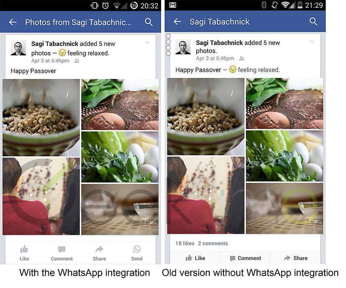So soll Facebook laut GeekTime mit WhatsApp-Integration aussehen
