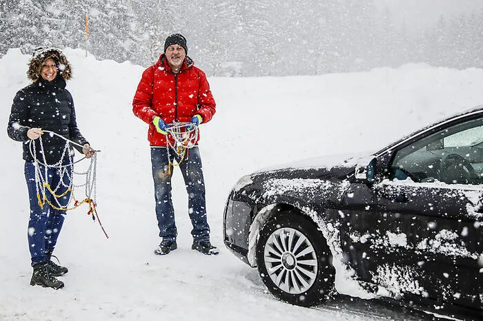 Ohne Schneeketten geht am Nassfeld gar nichts.