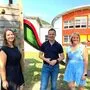Von links: Kindergartenleiterin Katharina Gunzer, Patrick Skubel und Nadja Daniel