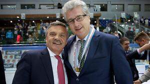 Schweizer unter sich. IIHF-Präsident Rene Fasel und ÖEHV-Teamchef Roger Bader