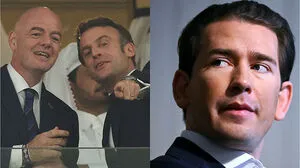 Gianni Infantino, Emmanuel Macron und Sebastian Kurz