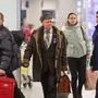 RUSSIA, KALININGRAD REGION - JANUARY 13, 2024: Russian retired serviceman Boris Katkov C, 82, arrives at Kaliningrad s Khrabrovo Airport named after Empress Elizabeth Elizaveta Petrovna of Russia. Katkov was deported from Latvia on grounds of national security. Vitaly Nevar/TASS PUBLICATIONxINxGERxAUTxONLY 66398890