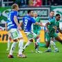 VIENNA,AUSTRIA,20.OCT.24 - SOCCER - ADMIRAL Bundesliga, SK Rapid Wien vs TSV Hartberg. Image shows Mamadou Sangare (Rapid) and Patrik Mijic (Hartberg).
Photo: GEPA pictures/ Edgar Eisner