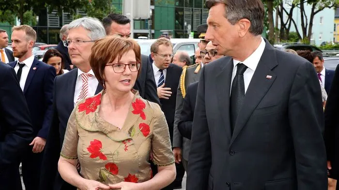 Direktorin Rosalia Kuchling im Gespräch mit Borut Pahor und Peter Kaiser.