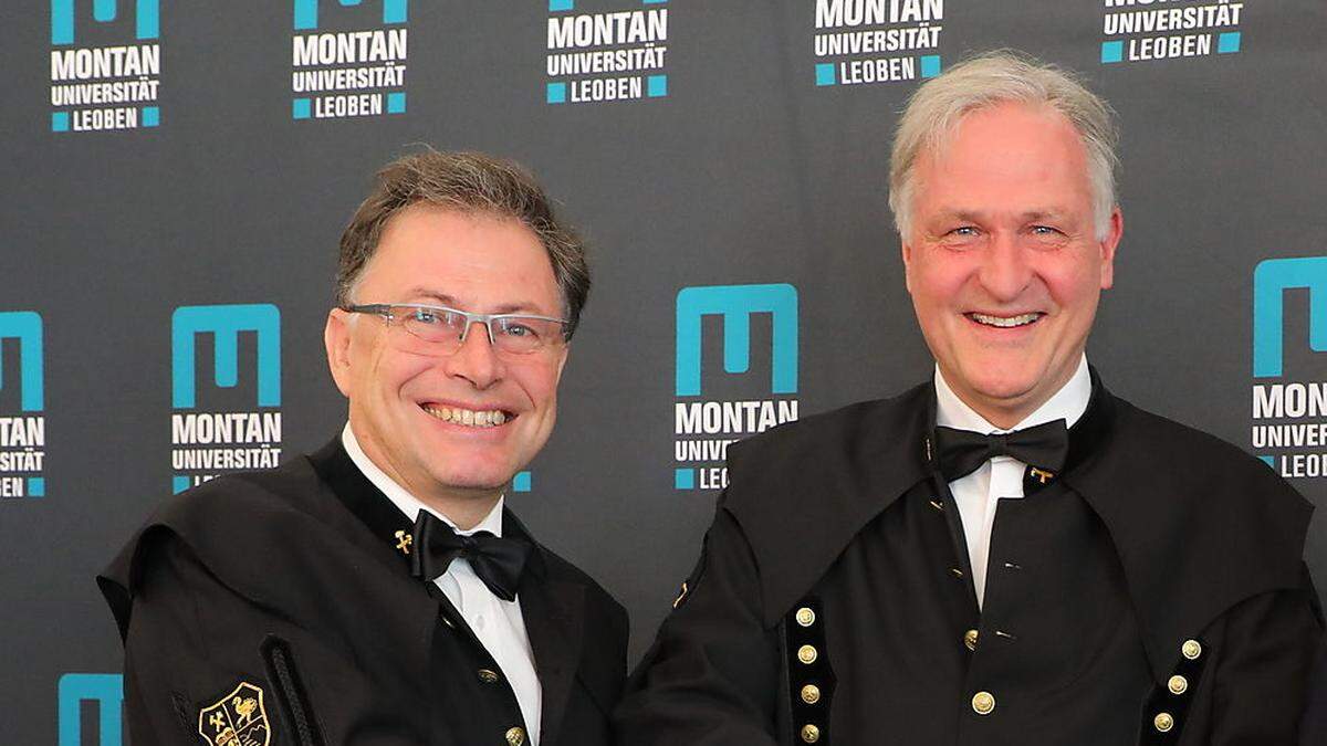 Peter Moser (rechts) wird im Herbst Montan-Uni-Rektor und folgt Wilfried Eichlseder (links) nach